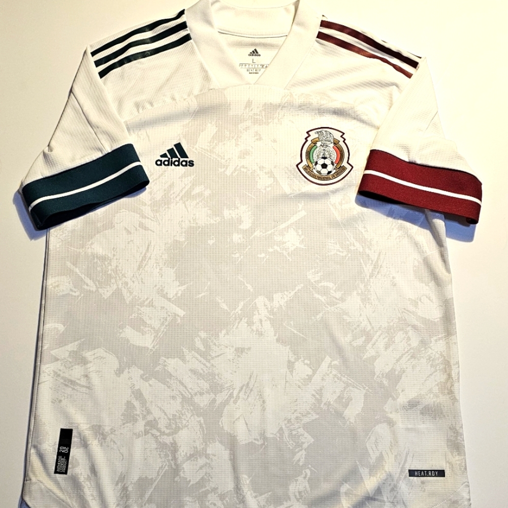 ⚽️ ADIDAS SOCCER Shirt MEN'S Mexican White with Marroon/Green Size L (1)&XL(1)
